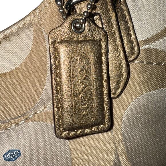 Coach Champagne/Tan Monogram Canvas Shoulder Bag/Purse - Picture 8 of 12